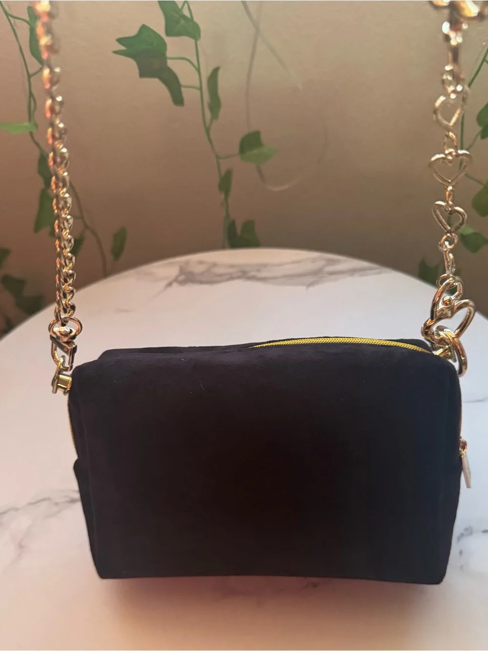 Yves Saint Laurent Black Cosmetic Pouch with Gold YSL Logo